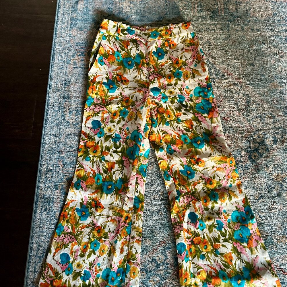 ZIMMERMANN PANTS NWT - linen flare - high waist spring floral